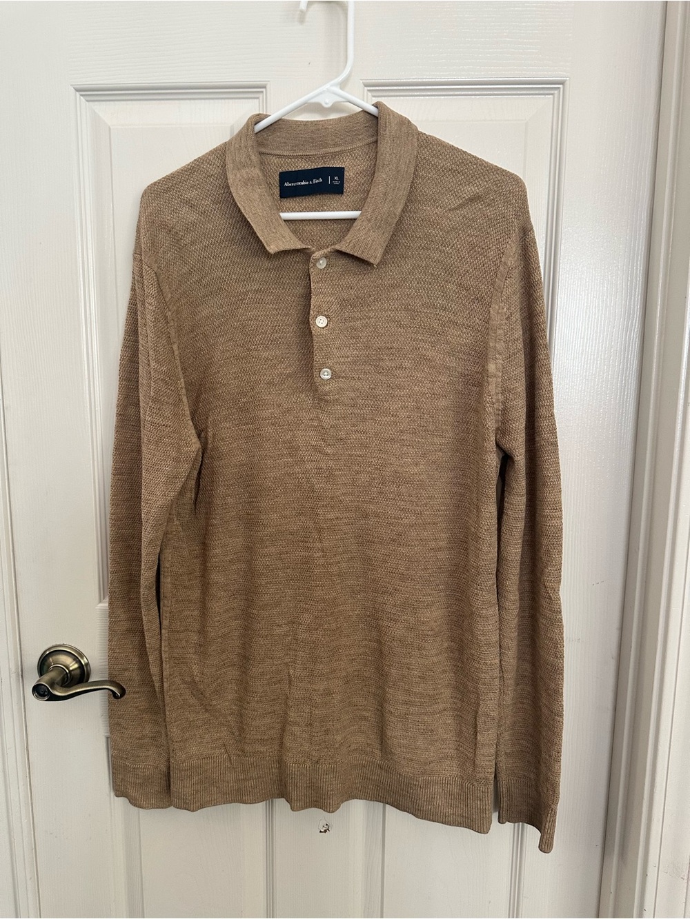 Abercrombie & Fitch Men’s Long-Sleeve Polo Sweater - Tan